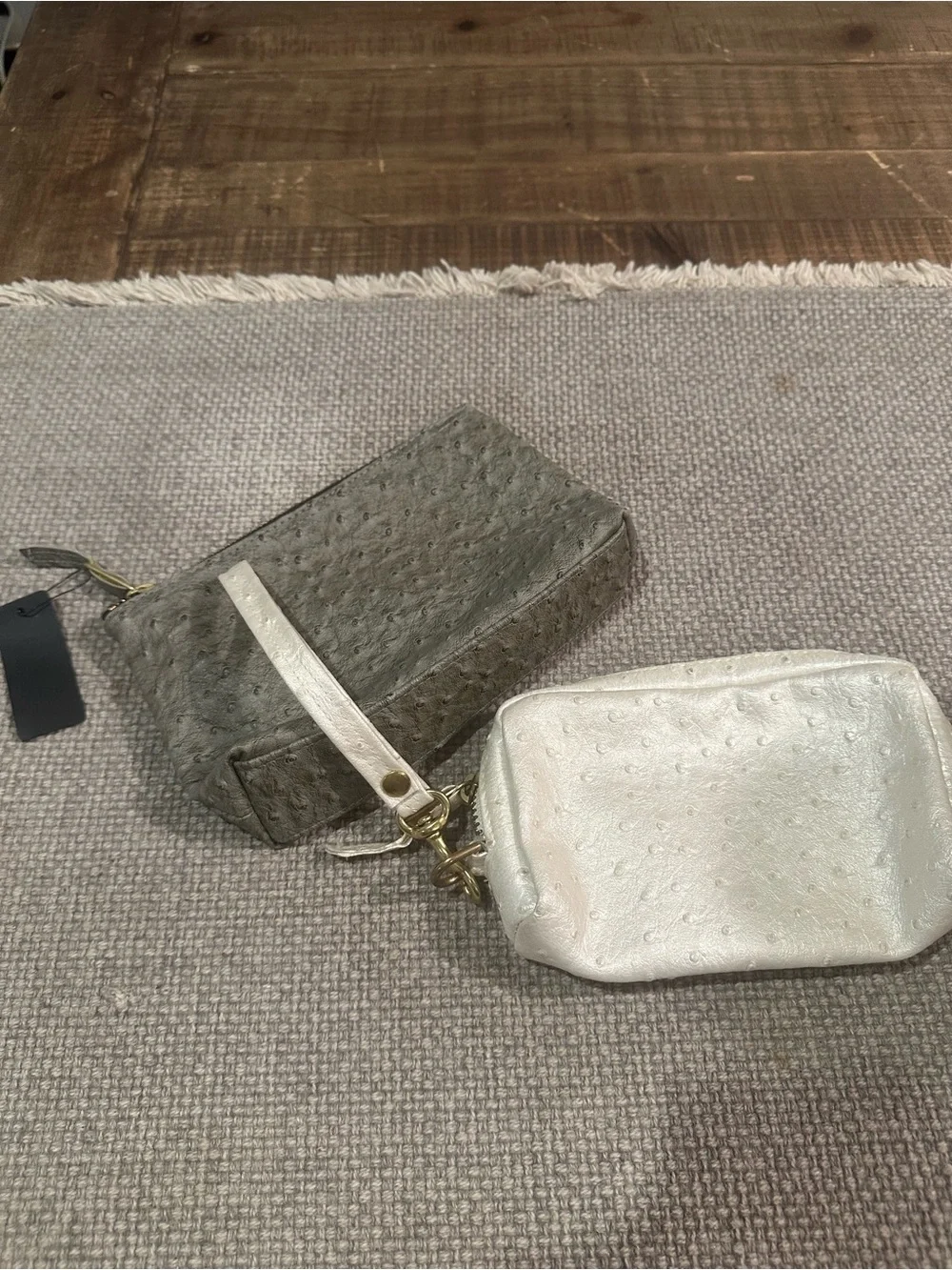 Vegan Leather Pouch Duo – Gray and Pearl White, by Stella Gray
